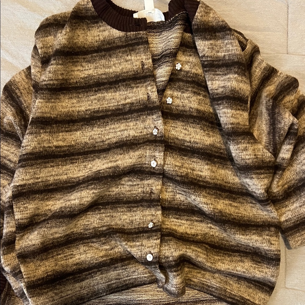 Cozy Striped Cardigan in Brown and Tan